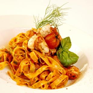 ef16 Restaurant & Weinbar, Fettuccine mit Garnelen